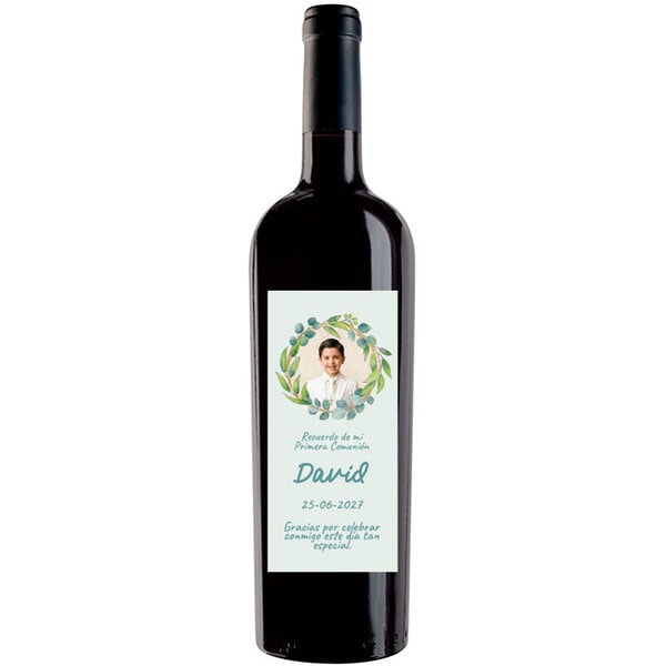Vino personalizado para comunión niño con foto