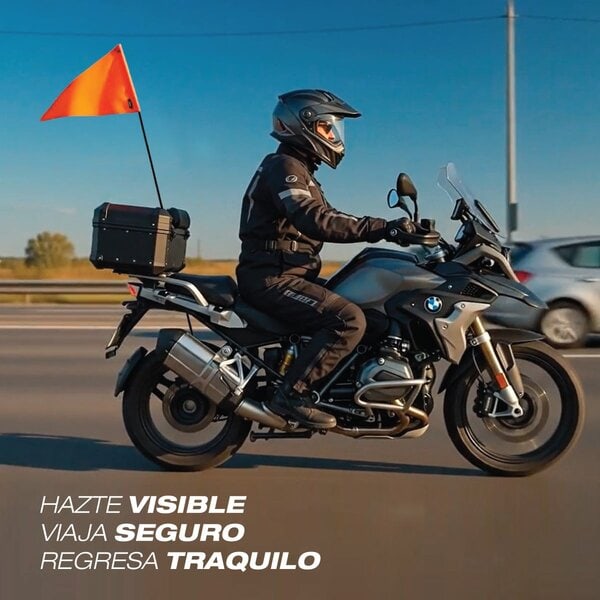 Banderin de seguridad naranja para motos y ciclistas