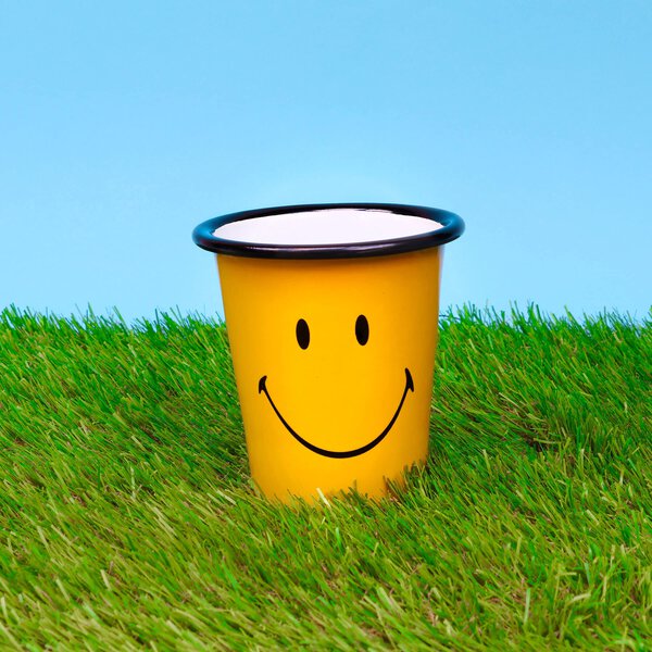 Vaso enamel "Smiley", amarillo