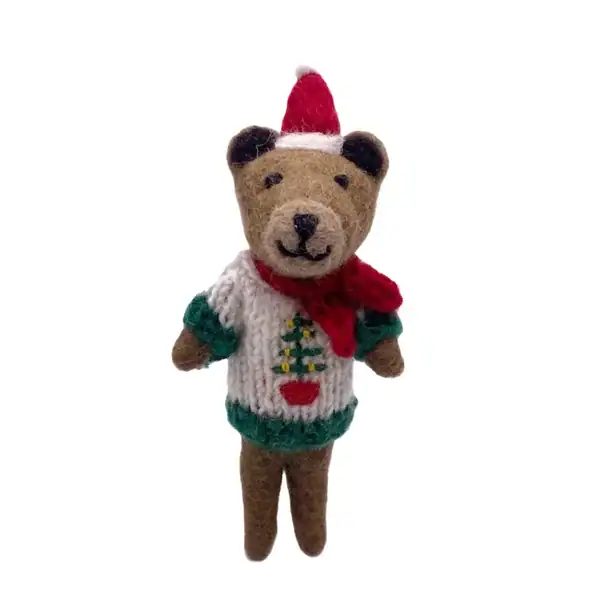 Osito con jersey navideño bufanda y gorro - Imagen 2