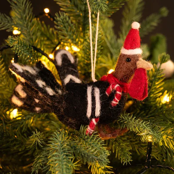 Pavo navideño con bastón de caramelo