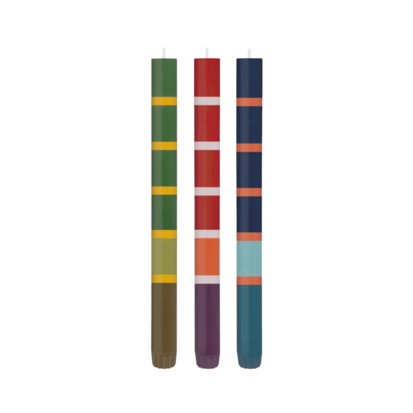 Velas rayas multicolor "Toronto" set de 3
