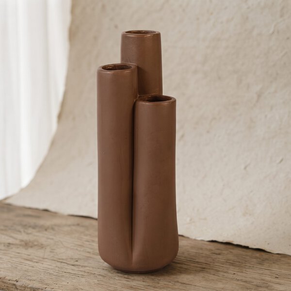 Jarrón Triade - Cerámico color terracota
