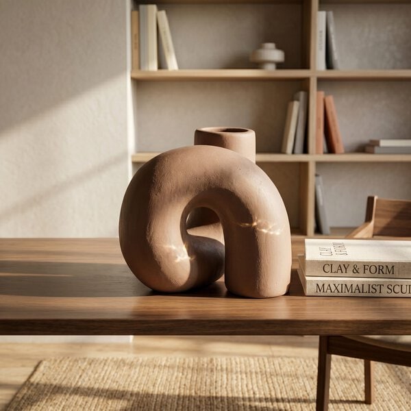 Jarrón Infinity loop - Cerámica color beige - Imagen 3