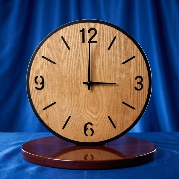 RELOJ DE METAL CON MADERA Y NÚMEROS CALADOS EN MADERA - Imagen 4