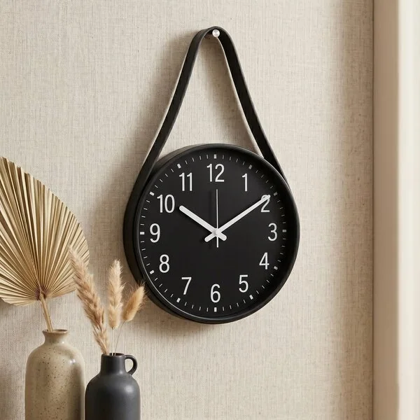 RELOJ DE PARED COLGANTE CON TIRA DE CUERO