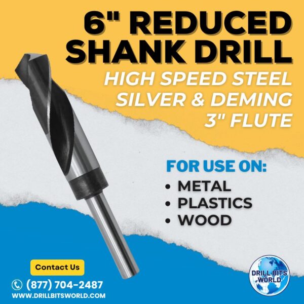 1-13/32 - Reduced Shank Drill Bit - 1/2" Standard Shank - Silver & Deming 2 Reduced Shank Drill Bit - 1/2" Shank - Silver & Deming
