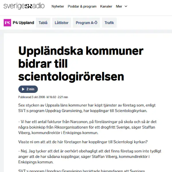 Uppländska kommuner bidrar till scientologirörelsen