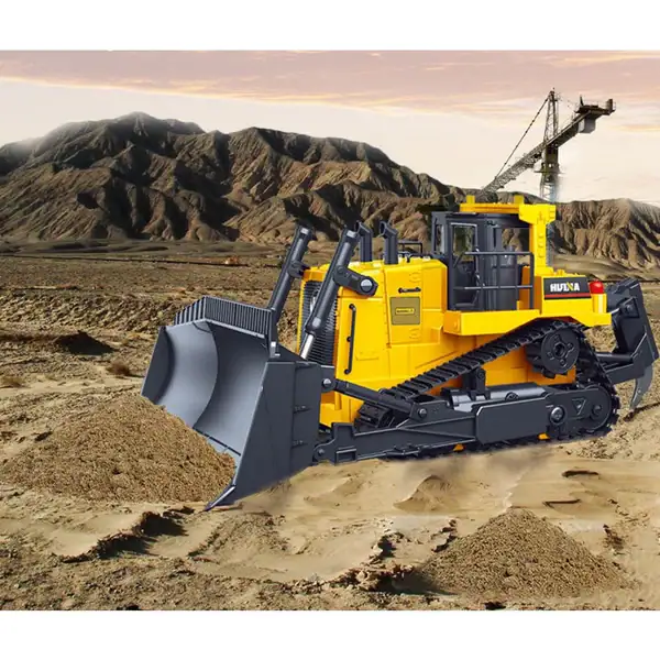 Remote-controlled bulldozer in the Dig Zone construction sandbox