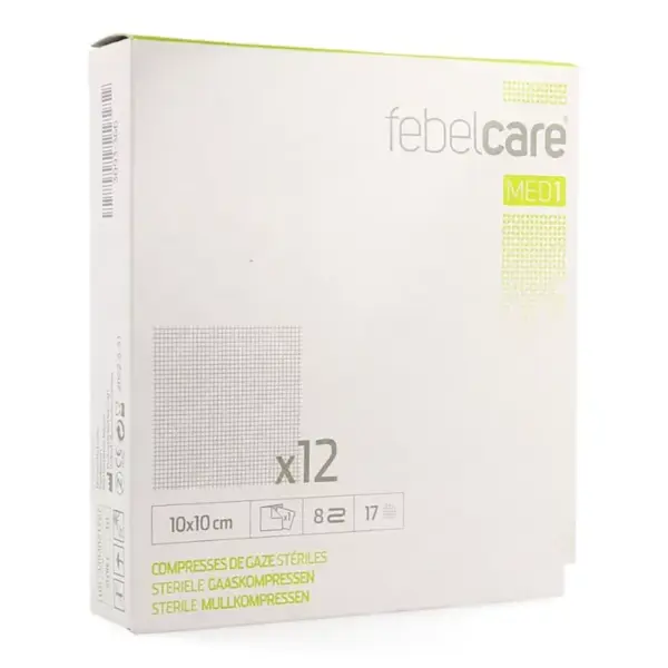 Compresse de gaze stérile 10cm/10cm 12 pièces