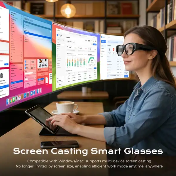 Óculos Inteligentes Domars AIR3 AR com Câmera de 16MP, Tradução de Texto em Tempo Real com IA, Tela Virtual 1080P e Realidade Aumentada com Anel - Imagem 3