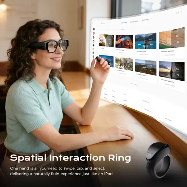 Óculos Inteligentes Domars AIR3 AR com Câmera de 16MP, Tradução de Texto em Tempo Real com IA, Tela Virtual 1080P e Realidade Aumentada com Anel - Imagem 2