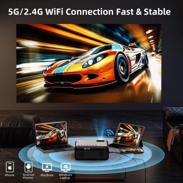 4K WiFi Projector — 12,000 Lumens, Native 1080P, Bluetooth - Image 3