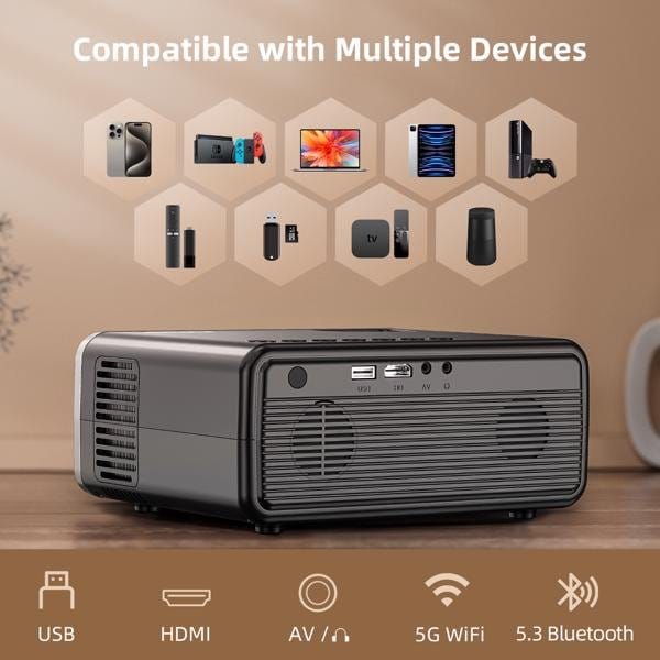 4K WiFi Projector — 12,000 Lumens, Native 1080P, Bluetooth - Image 4