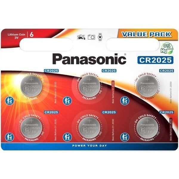 Panasonic CR2032 3V Lithium Batteries 2032 6-Pack