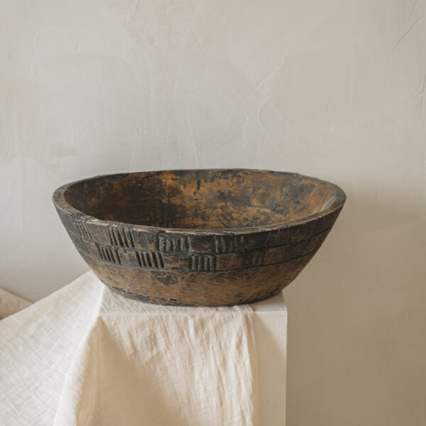 Raw antique wood bowl