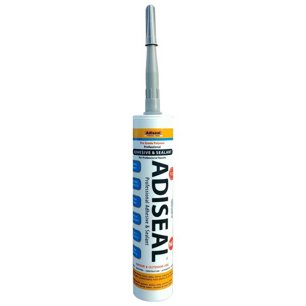 Adiseal grey adhesive sealant 290ml, waterproof & proven strongest in independent testing, exceeding 3123 psi.
