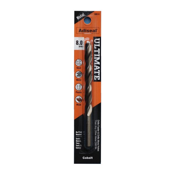 Ultimate cobalt metal drill bit 8mm. Drills faster and drills more holes than any other metal drill bit.