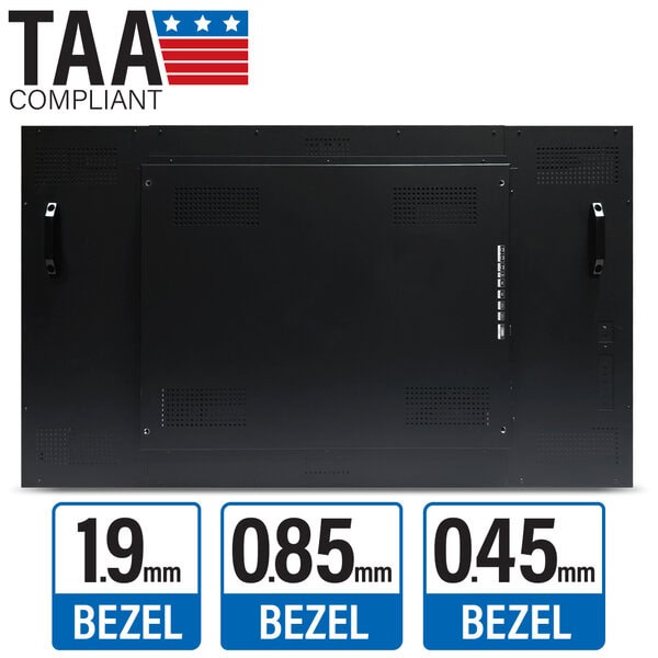 55-inch 0.45mm, 0.85mm, and 1.9mm thin bezel video wall monitor rear view