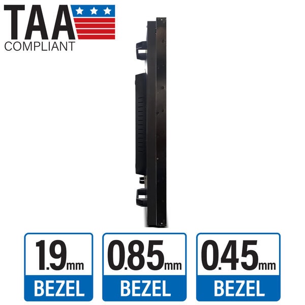 55-inch 0.45mm, 0.85mm, and 1.9mm thin bezel video wall monitor side view