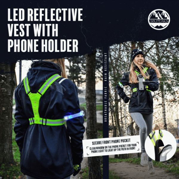 Six Peaks LED Reflective Vest With Phone Holder