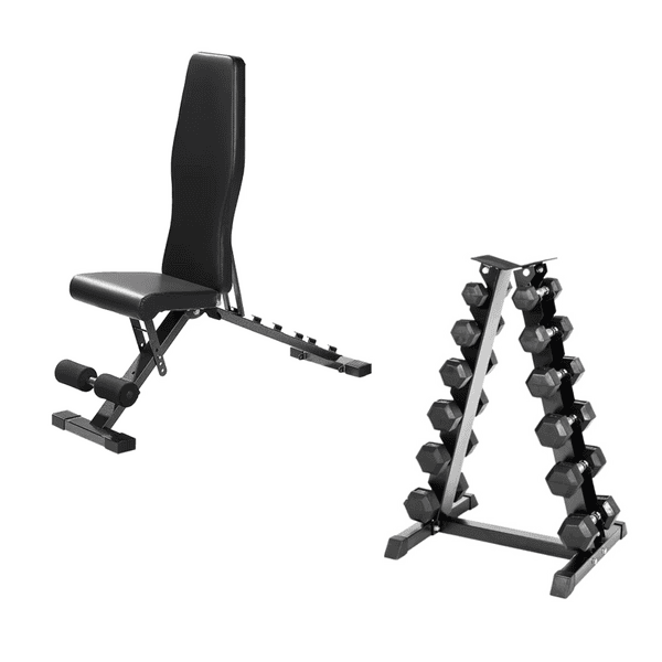 105kg Hex Dumbbell and Bench Bundle