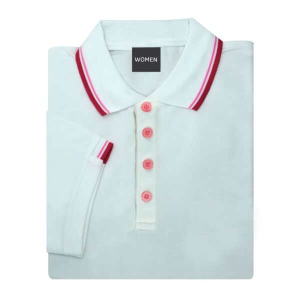 เสื้อโปโลสีขาวขลิบชมพู EG Polo - Image 2