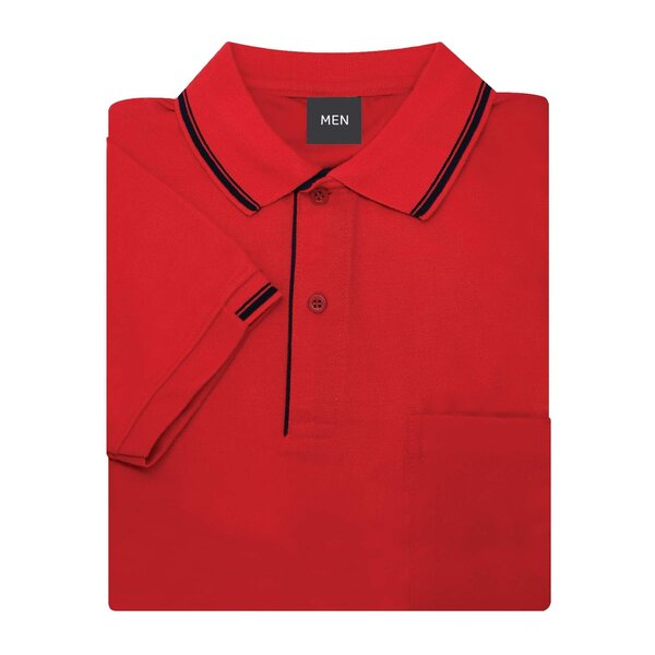 เสื้อโปโลสีแดงขลิบดำ EG Polo - Image 3