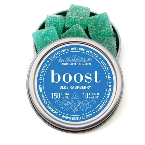 Boost Edibles Gummy – Blue Raspberry (150mg THC- 15 x 10mg)