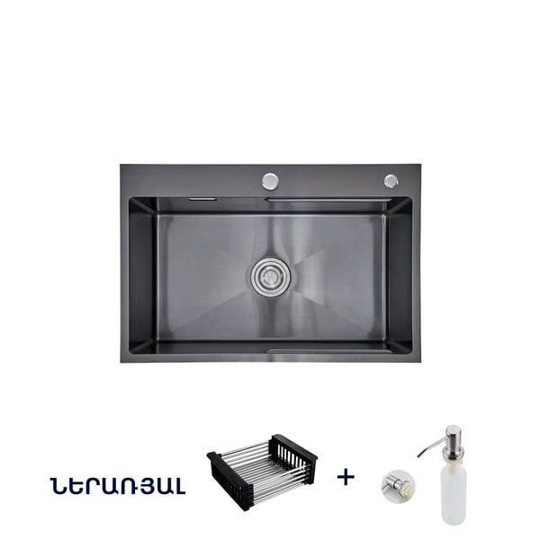 Խոհանոցային լվացարան 68X45 1 տեղանոց սև չժանգոտվող