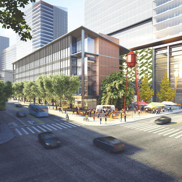 Artistic rendering of the Railyards common area
