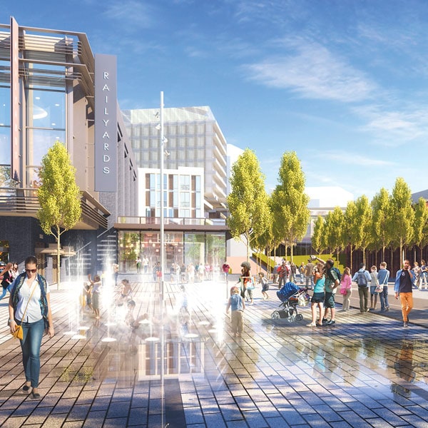 Artistic rendering of the Railyards common area