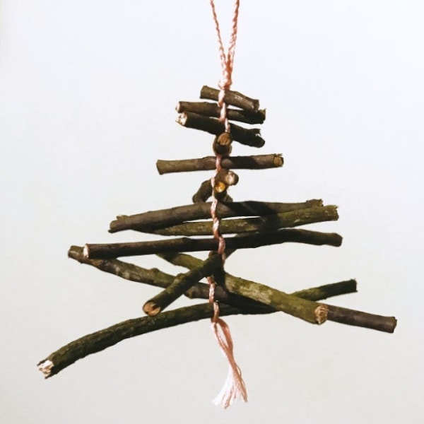 Christmas ornament made of twigs and yarn