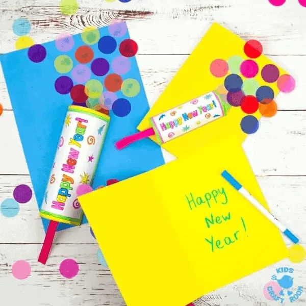 yellow and blue paper popper card craft