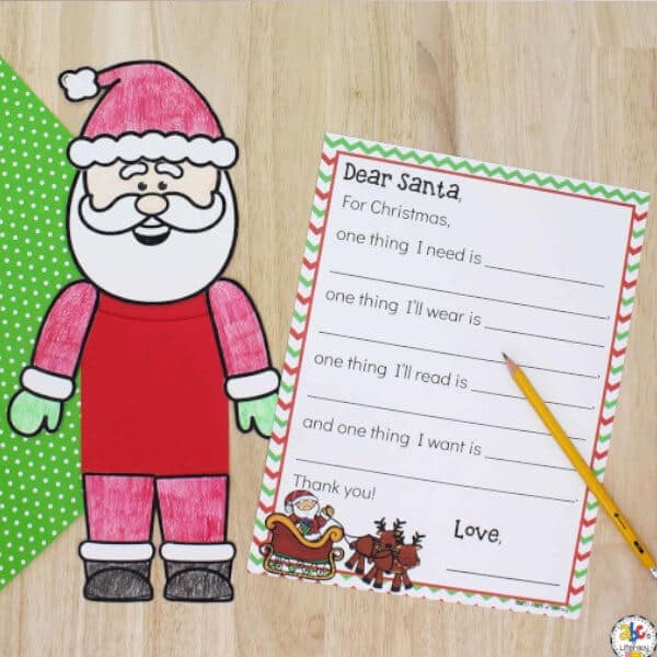 Santa paper shape craft to a santa letter printable