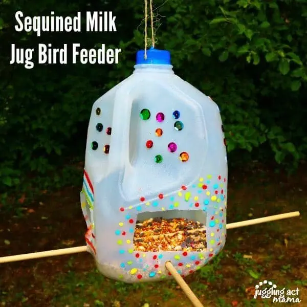 milk jug bird feeder