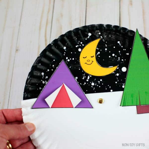 camping craft on paper plate