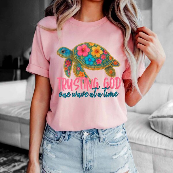 Trusting God One Wave at a Time – Floral Sea Turtle Design