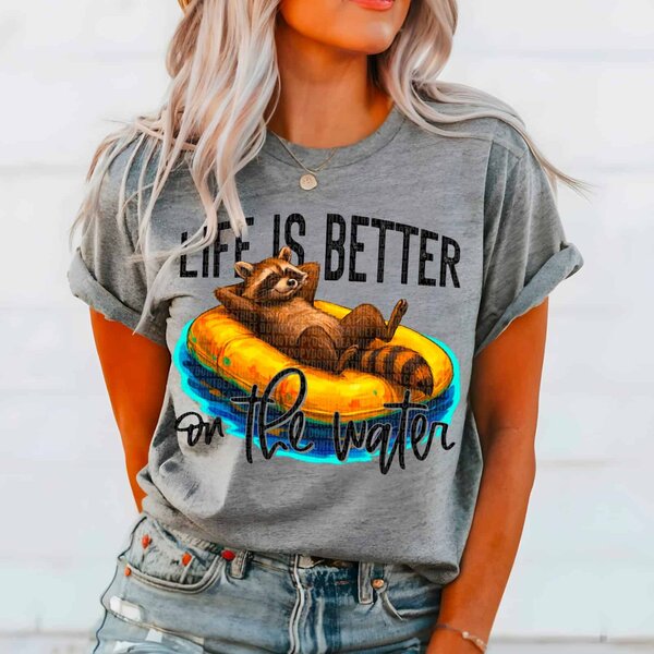 Life Is Better on the Water Chill Raccoon in Floatie Summer Lake Design - Image 3