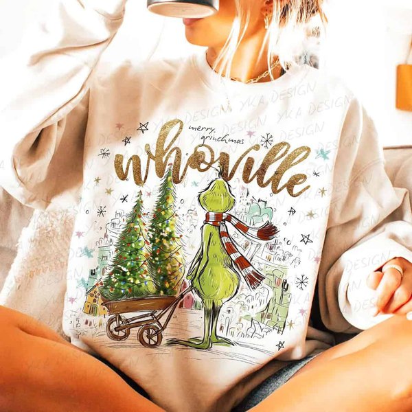 Merry Grinchmas Whoville Grinch Christmas Tree Stroll Cute Whoville Holiday Design - Image 2