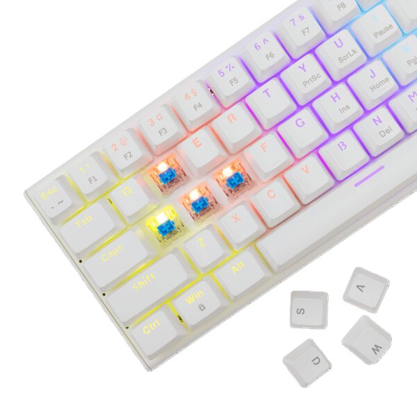 Keyboard White Shark Gaming Wakizashi 2 60% Mechanical RGB White Blue Switch