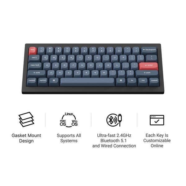 Keychron V4 Max Wireless Mechanical Keyboard | 60% Layout | QMK/VIA | Gateron Jupiter Red | Black - Image 6