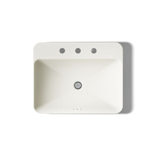 Bacha de apoyo rectangular de 584 x 460 mm, de tres agujeros
