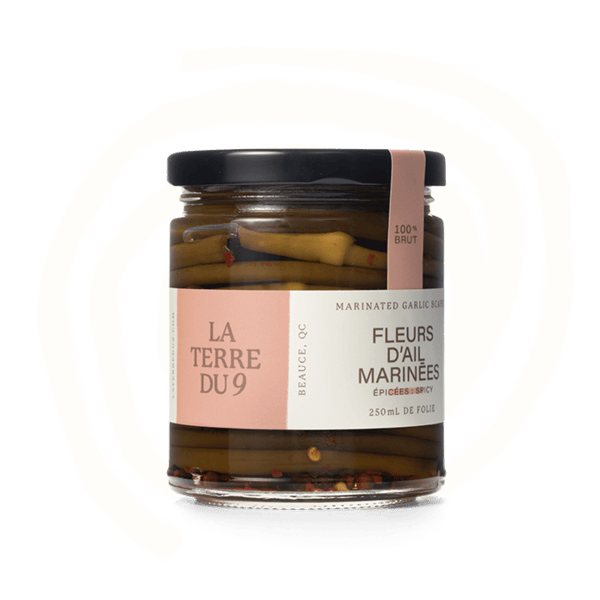 La terre du 9_Produit_logo_Fleurs_Ail_Marinees_Epicees_250ml