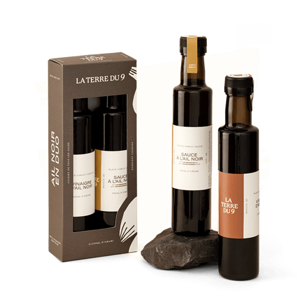 duo umami, duo de sauce à l'Ail noir et vinaigre d'ail noir