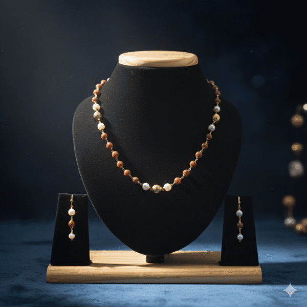 Alternative view of Coral Pearl Taar Mala Necklace Set