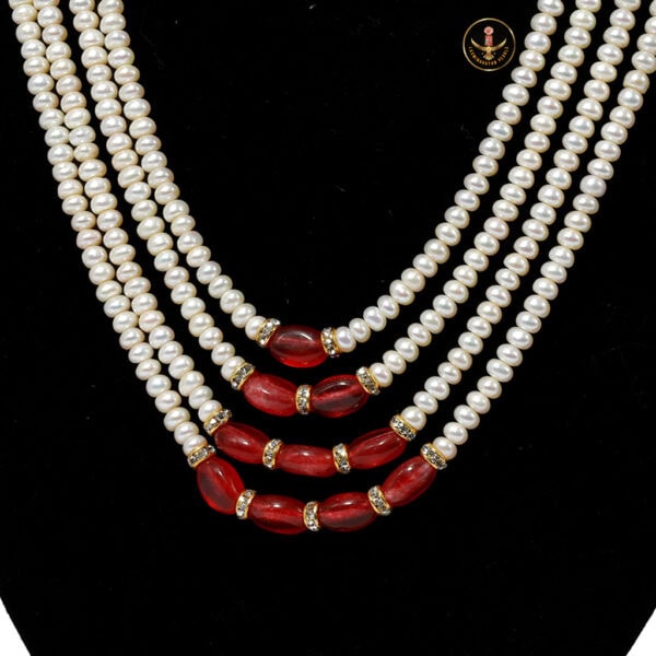Alternative view of Ruby Stone Side Brooch Necklace