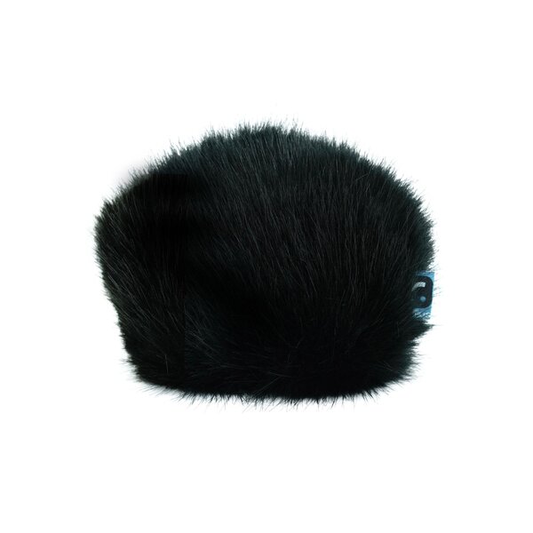Black synthetic fur windcover fitted over Zoom H6essential portable recorder