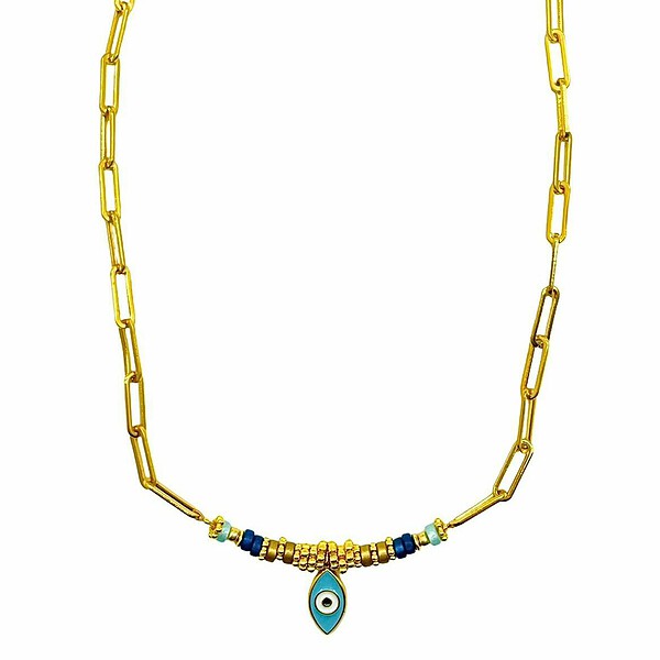  Rostfrei Stahl Anhänger Auge der Vorsehung Enamel Gold-blue