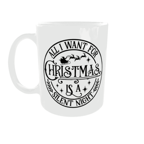 Mok met kerstmis en Santa Claus illustratie, perfect voor feestdagen en kerstcadeaus.